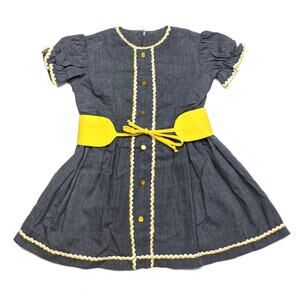 Vintage Carol Evans Dress Girls Size 4T Gray Ric Rac